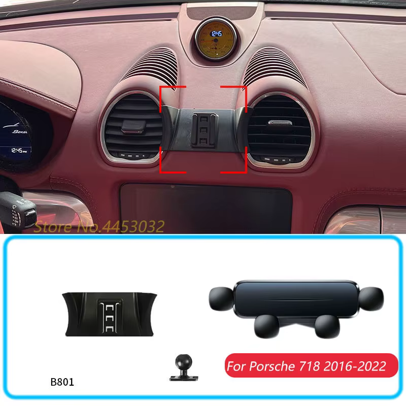 Car Phone Holder For Porsche 718 2016-2022 Gravity Stand Mount Support Horizontal GPS Mobile Bracket Accessories With Base