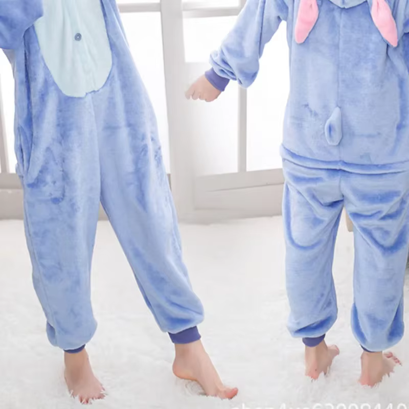 Adult Flannel Cartoon Animal Blue Pink Baby One-Piece Pajamas Toilet Version Children's Show Onesies Birthday Gifts