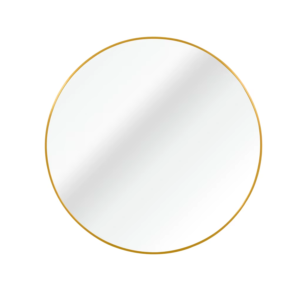 Gold 16 Inch Metal Round Bathroom Mirror