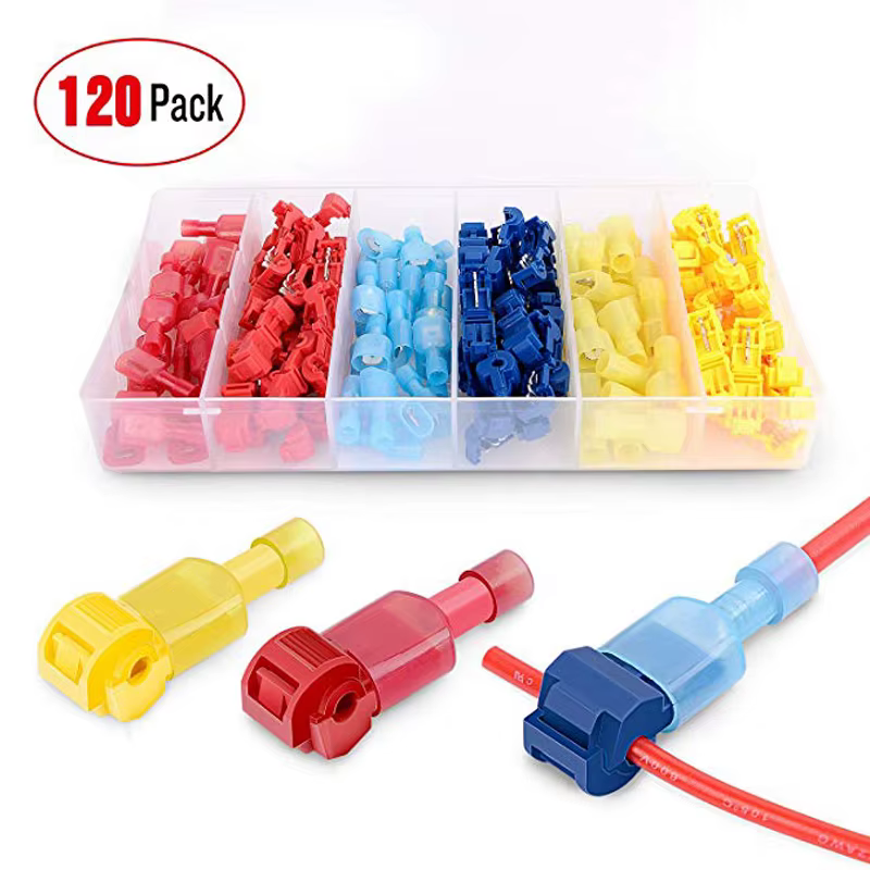 120/240PCS T-Tap Connector Quick Electrical Cable Connector Snap Splice Lock Wire Terminal Crimp Wire Terminal