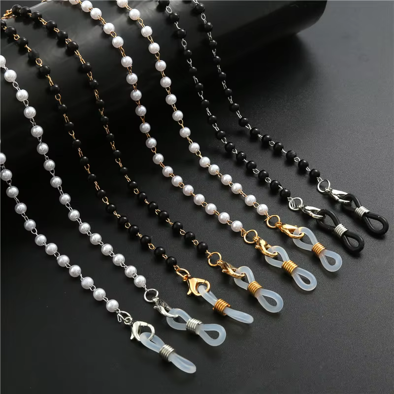 Fashion Reading Glasses Chain Pearl Flower Glasses Hanging Rope Anti-Lost Eyewear Mask Lanyard Women Sunglasses Glasses Chain