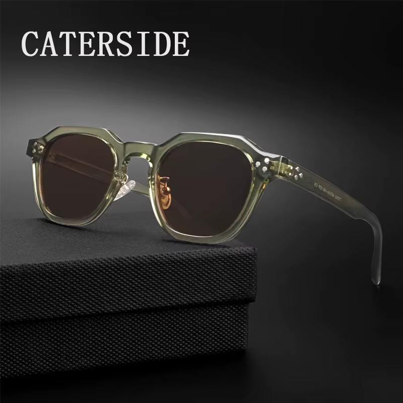 CATERSIDE Retro Polarized Sunglasses Men Ultralight TR90 Frame Polygon Women Sun Glasses Outdoor High Quality Travel  Eyewear