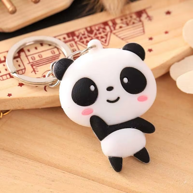 Lindo animal de dibujos animados llavero de silicona panda juguete niños anime kawaii muñeca llavero regalo coche bolsa colgante