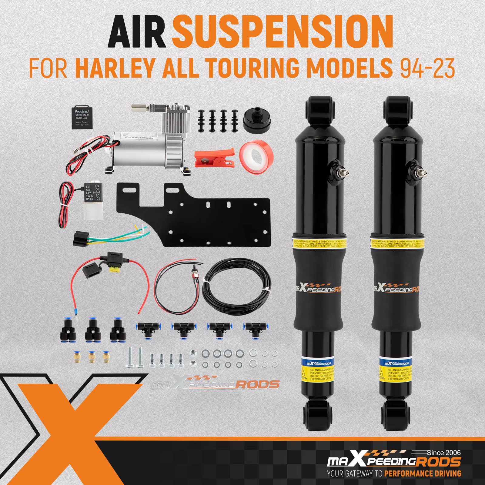 Rear Left Right Air Ride Suspension For Harley Touring Road King Street Glide