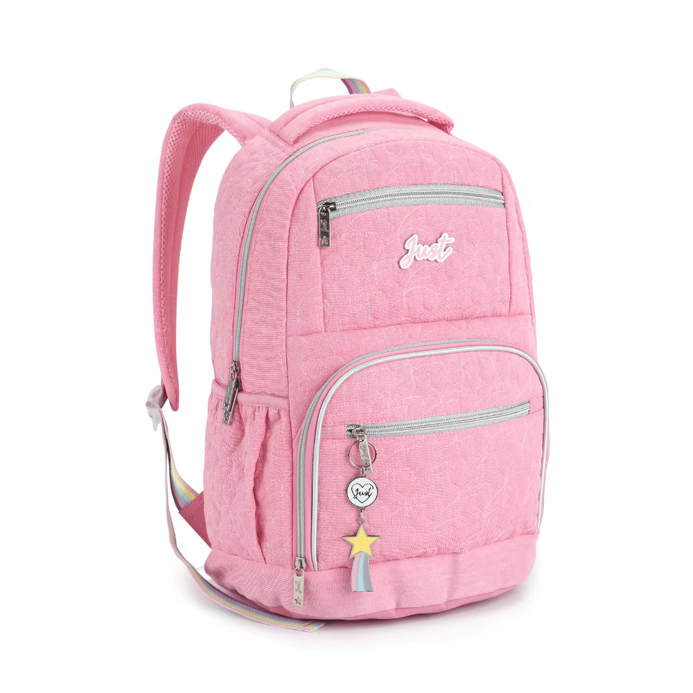 DENLEX Pink Just Glossy Back Backpack