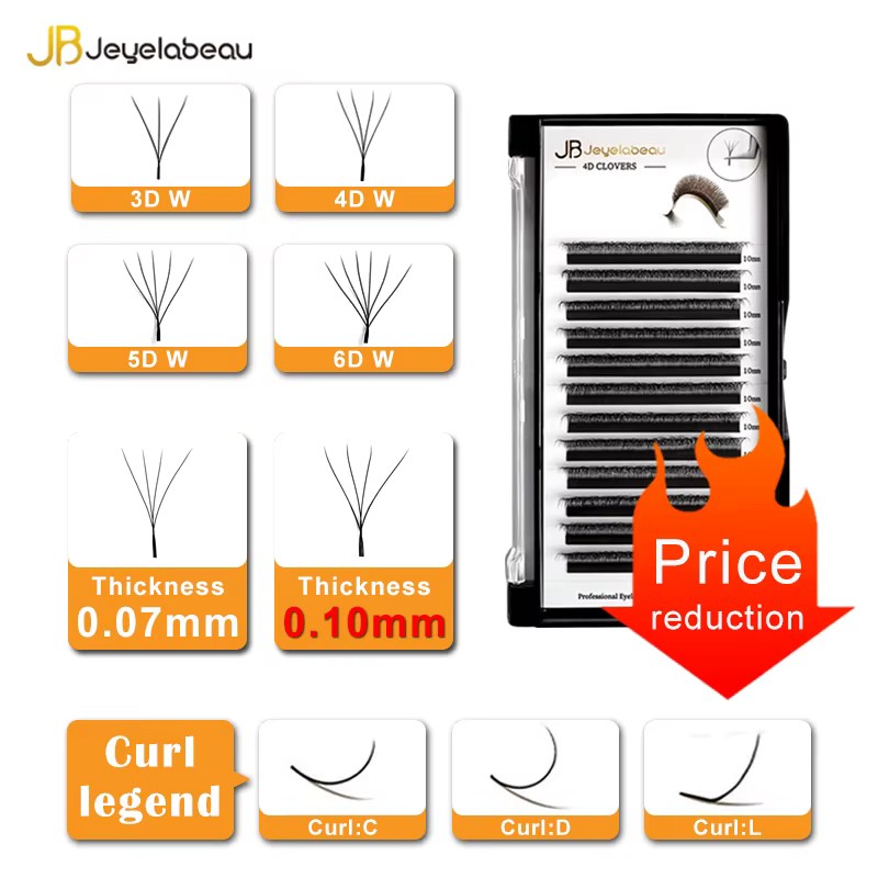 JB Jeyelabeau 3D 4D 5D W Fake eyelashes Naturally curl Eyelash extension Premade volume fans lashes False eyelashes 6D W cilia
