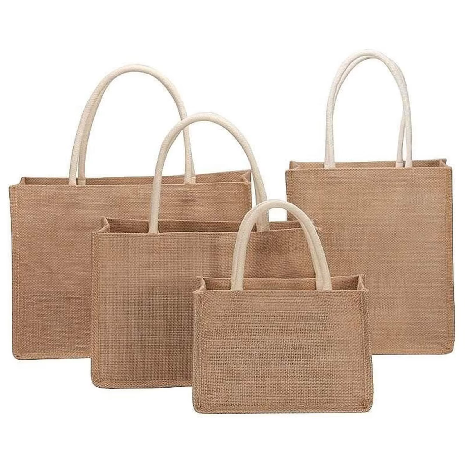 Vintage Women Jute Beach Bag for Women Solid Color Handbags Small Shopping Bag Reusable Gift Packaging Supplies