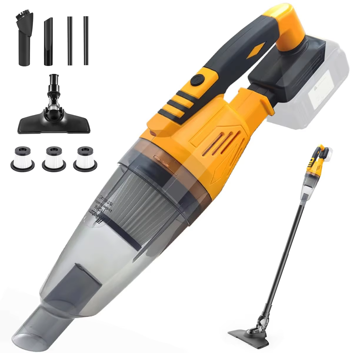 Cordless vacuum cleaner, portable car vacuum cleaner, used for hard floor car pet hair cleaning (without battery)