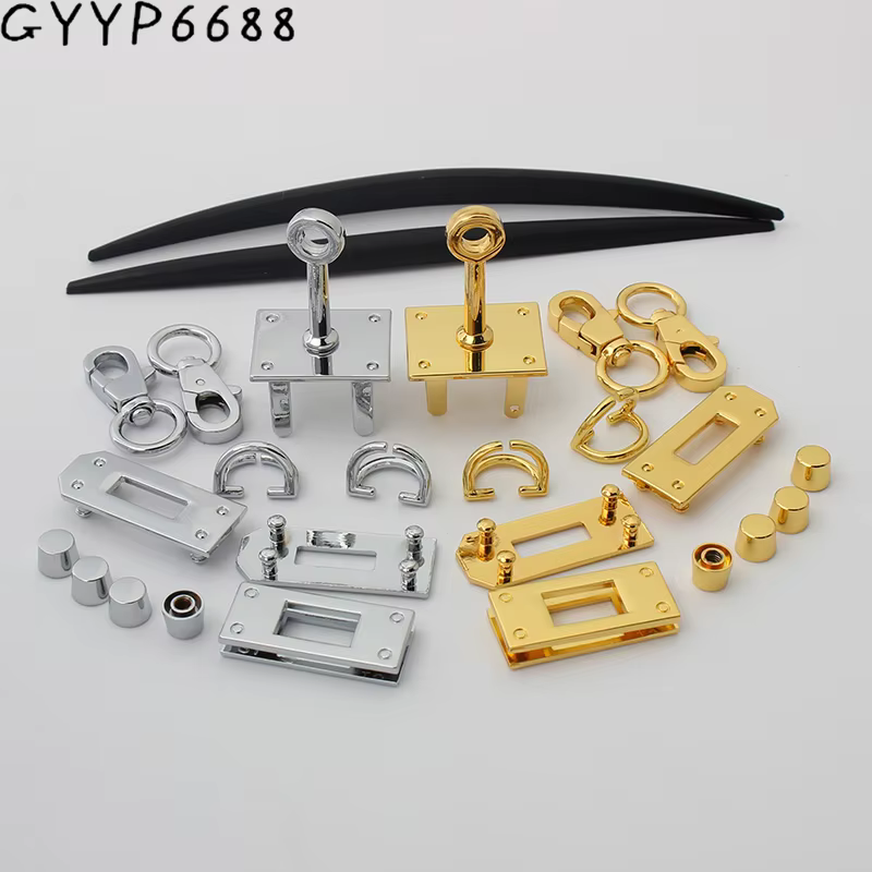 1Set Rectangle Eyelets Hanger Metal Lock For Bag Hardware Wholesale A Set of Locks Fitting Woman Handbag Bags Accessories