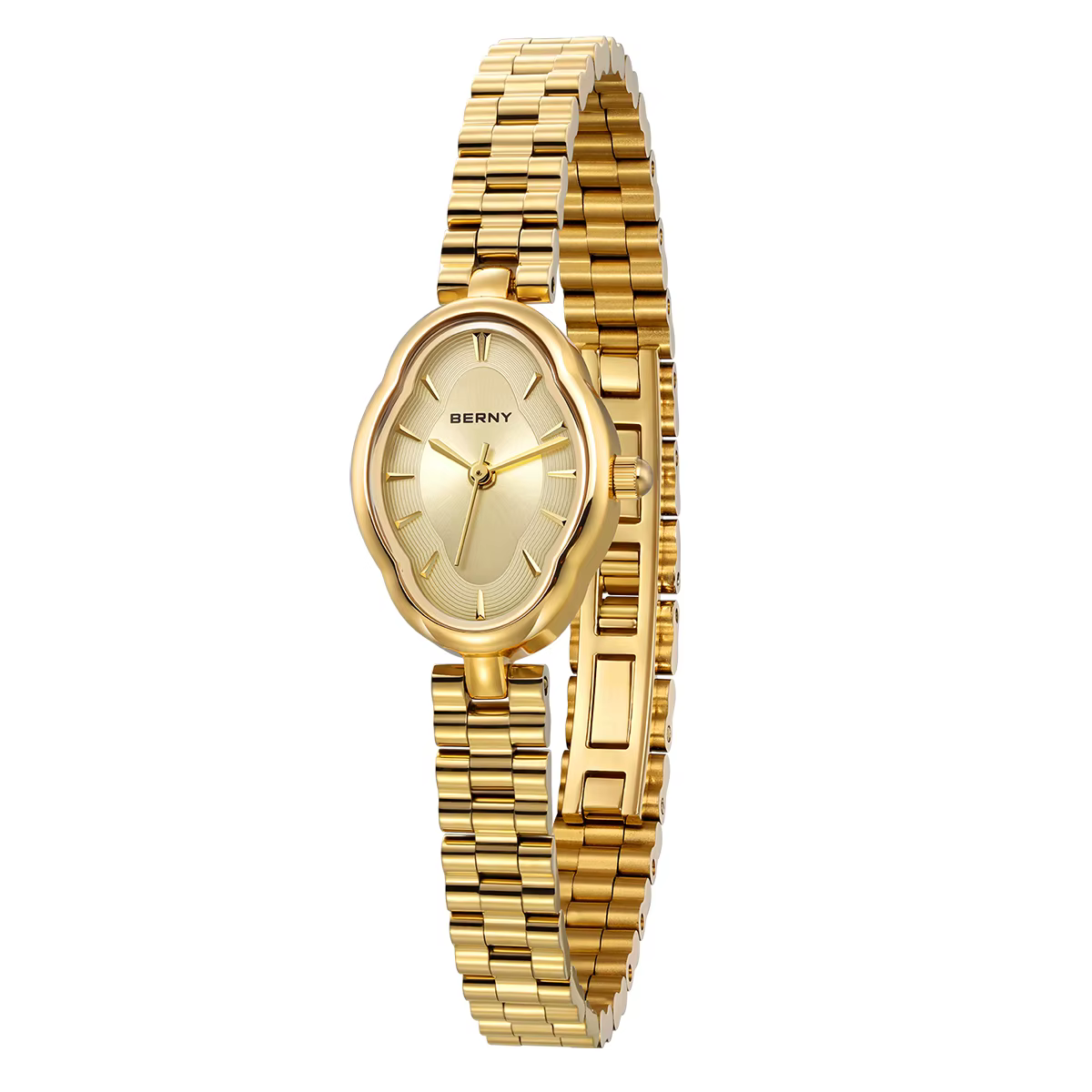 BERNY Women's Watches Gold Full Stainless Steel Quartz Watch Elegant Casual Waterproof Ladies Dress Wristwatch