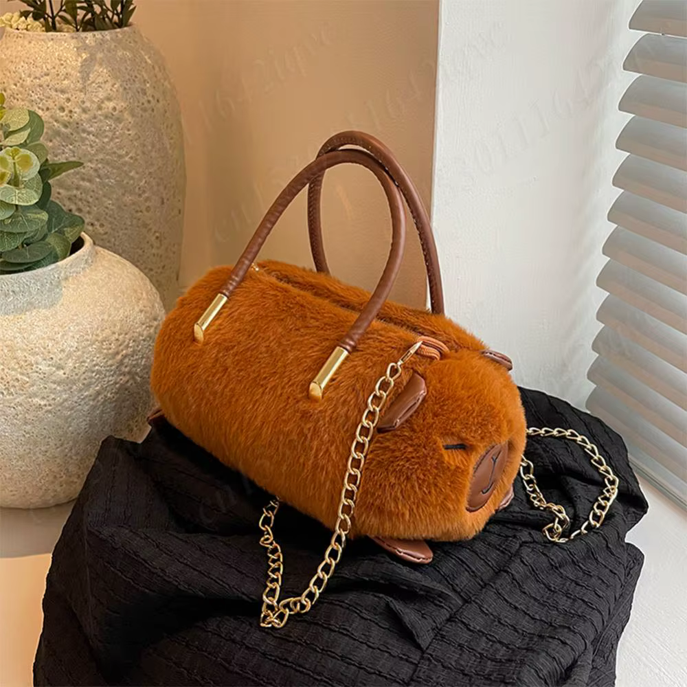 Women Cute Plush Crossbody Bag Small Fluffy Shoulder Purse Handbag Purse Animal Shoulder Bag Furry Top Handle Bags Messenger Bag