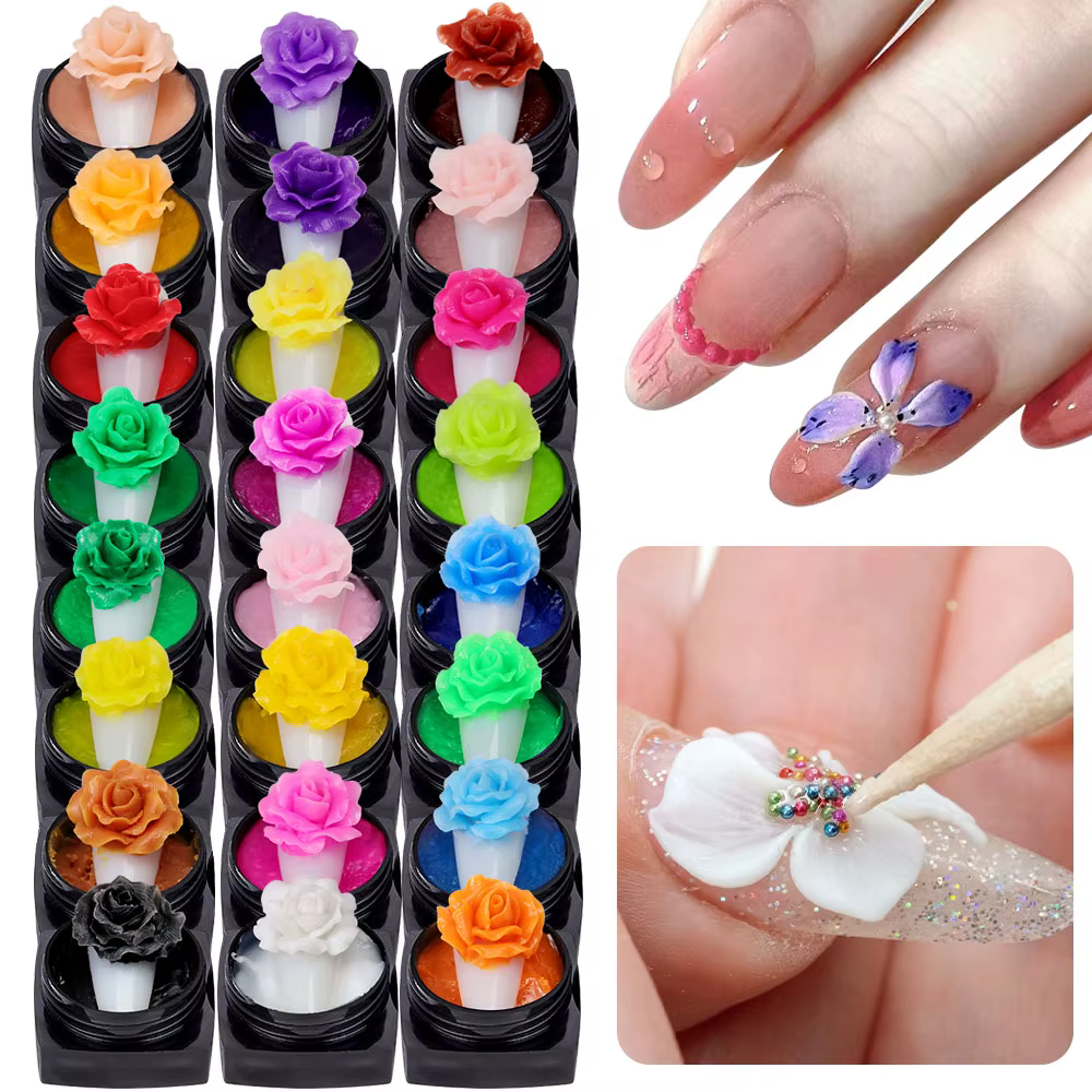 LIMEGIRL Nail Art UV Plasticine Gel for Nails DIY Carve Patterns 3D UV Gel Acrylic Carving Flowers Accessories for Manicure Tool