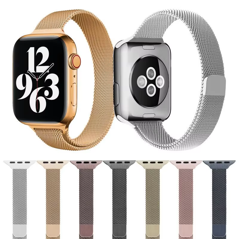 Pulseira Milanese Aço Metal Magnetico Fecho Watch Band 38mm 40mm 42mm 44mm Apple Watch X7 X8 T500 Iwo 12 13 16 Top