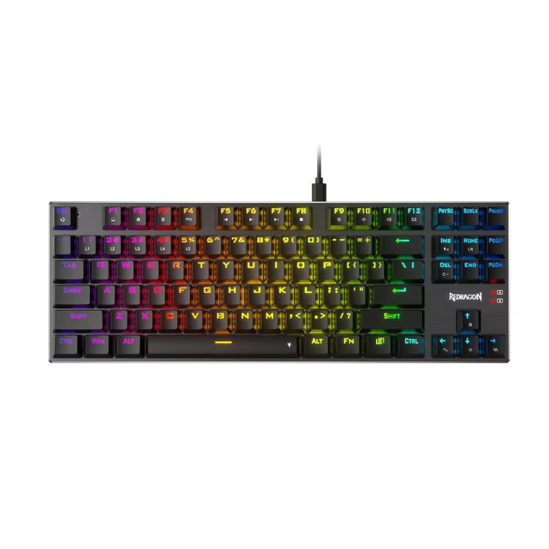 Redragon K660 (K556 TKL) RGB LED Backlit Wired 104 Keys Hot-Swap Noise Absorbing Foams Mechanical Gaming Keyboard, Red Switch