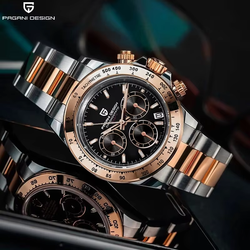 PAGANI DESIGN Fashion Brand Luxury Quartz Men Automatic Date Watches 100M Men Sport VK63 Chronograph Sapphire Glass Casual Watch