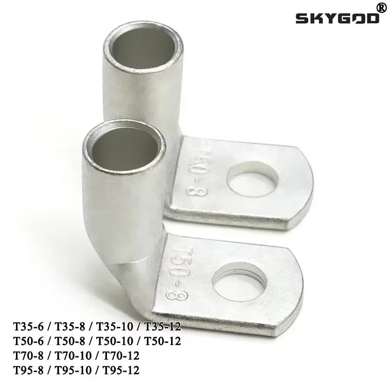 1~50pcs Wire Terminal L-type Right Angle 90 Degree Bend Nose T35/50/70/95-6/8/10/12 Tinned Copper Crimp Connector Cable Lugs