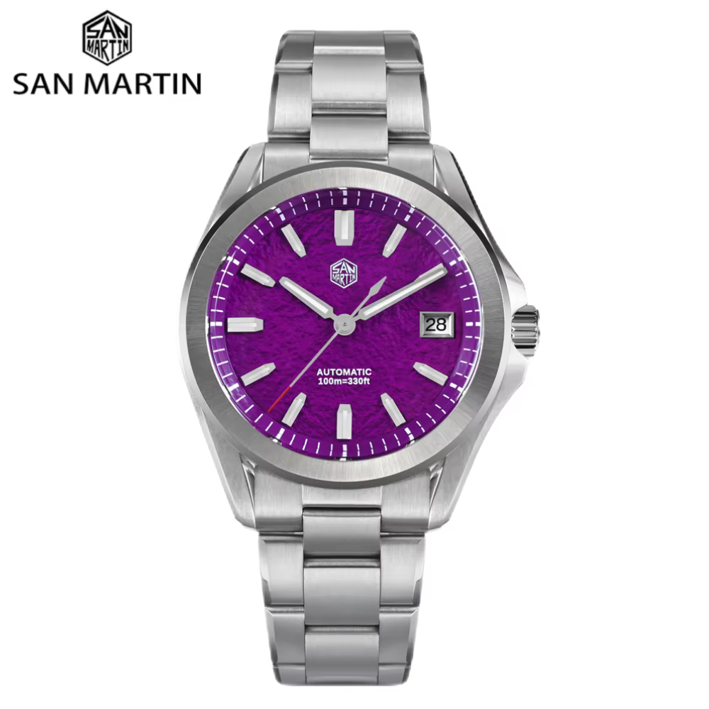 San Martin 39mm Men Dress Watch Self-Wind Mechanical 3H Date New On The Fly Adjust Clasp BGW-X1 Lume Hombre Reloj SN0129C-2/3