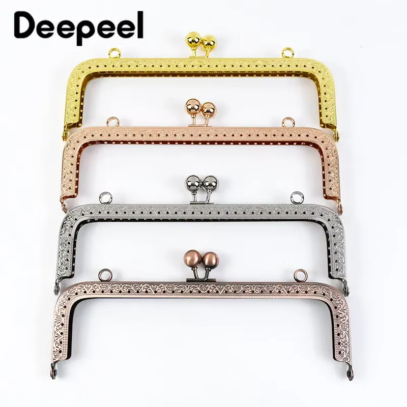 1/2/5Pcs Deepeel 20cm Metal Embossing Purse Frame Bag Handle Bracket Kiss Clasp Buckles DIY Handbag Replacement Craft Accessory