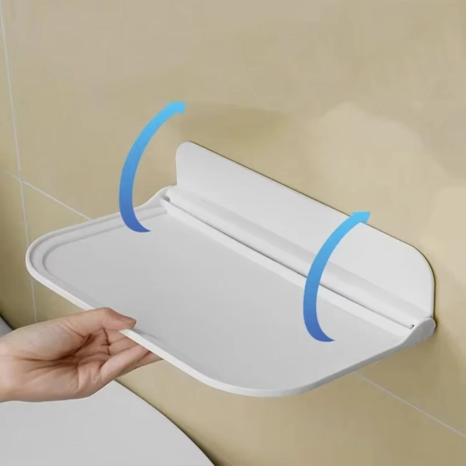 Folding Wall-mounted shelf storage board, Holeless storage rack, telephone rack bathroom storage tray, house cleaning