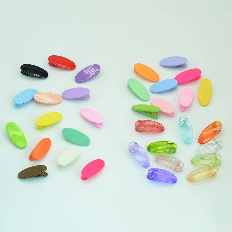 30PCS 1.8cm*4cm Colorful Oval Hair Clips Plastic Alligator Hairpins for Kids Chunky Hair Barrettes for DIY Hair Accessories