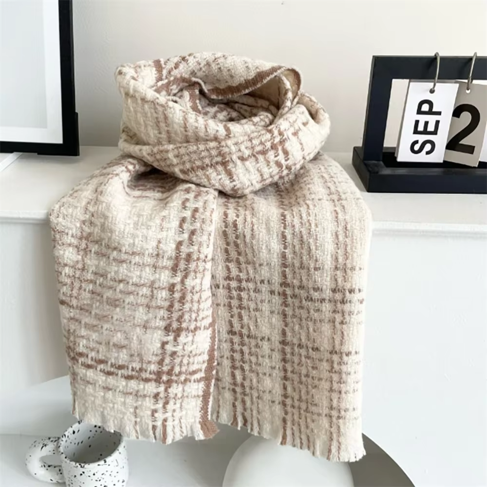 32*200cm Luxury Brand Wool Scarf For Women Monogram Cashmere Pashmina Shawl Winter Female Fashion Warm Neck Scarf Designer