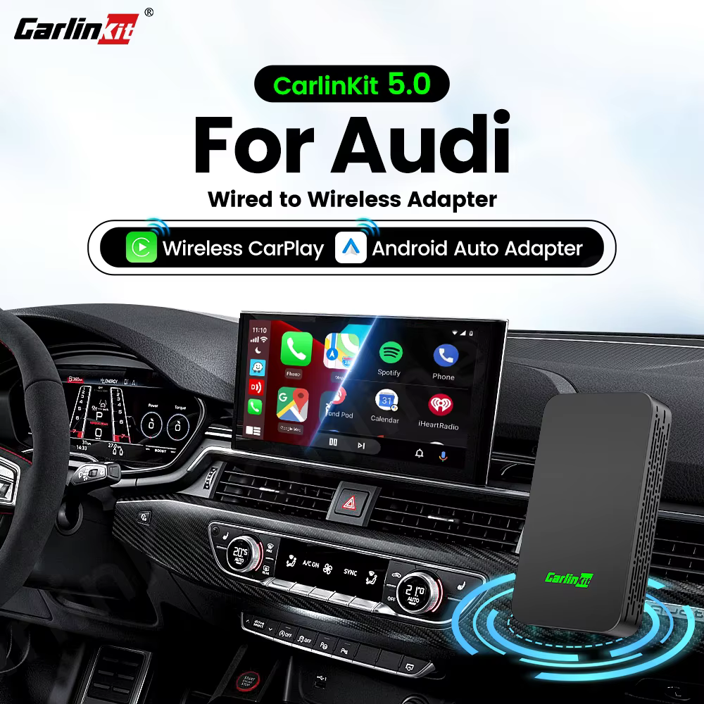 CarlinKit 5.0 CarPlay Android Auto Wireless Adapter Dongle for Audi A1 A3 A4 A5 A6 A7 A8 Q2 Q3 Q5 Q7 Q8 TT e‑tron MIB2 MIB3 MMI