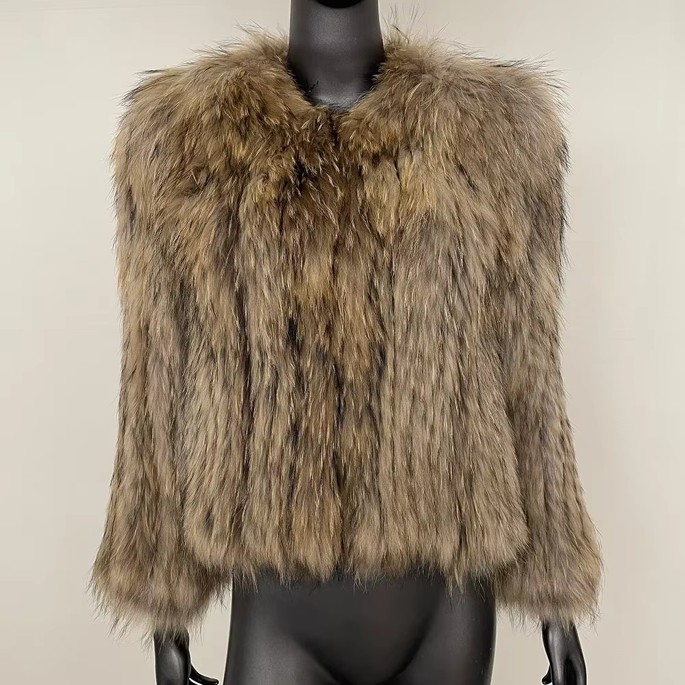 OFYBUY Natural Raccoon Fur Double-sided Woven Fur Coat 2024 Autumn and Winter New Thickened Women's Warm Leather Daily Commute