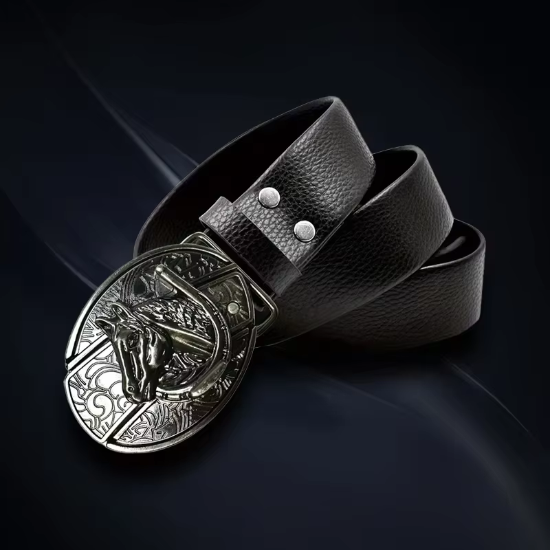 Vintage Belt Adjustable Metal Buckle Fashion Waistband For Men Punk Western Cowboy Waist Strap Stylish Embossed Belt with Buckle