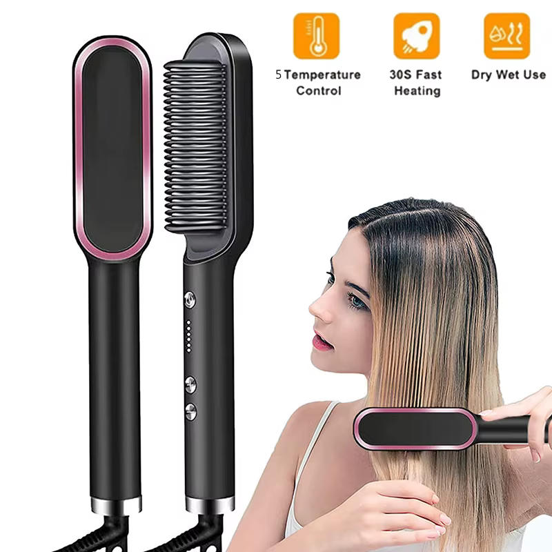 New Dual-Purpose Heated Straightening And Curling Comb With Negative Ions That Won’T Damage Your Hair Hair Straightenercomb