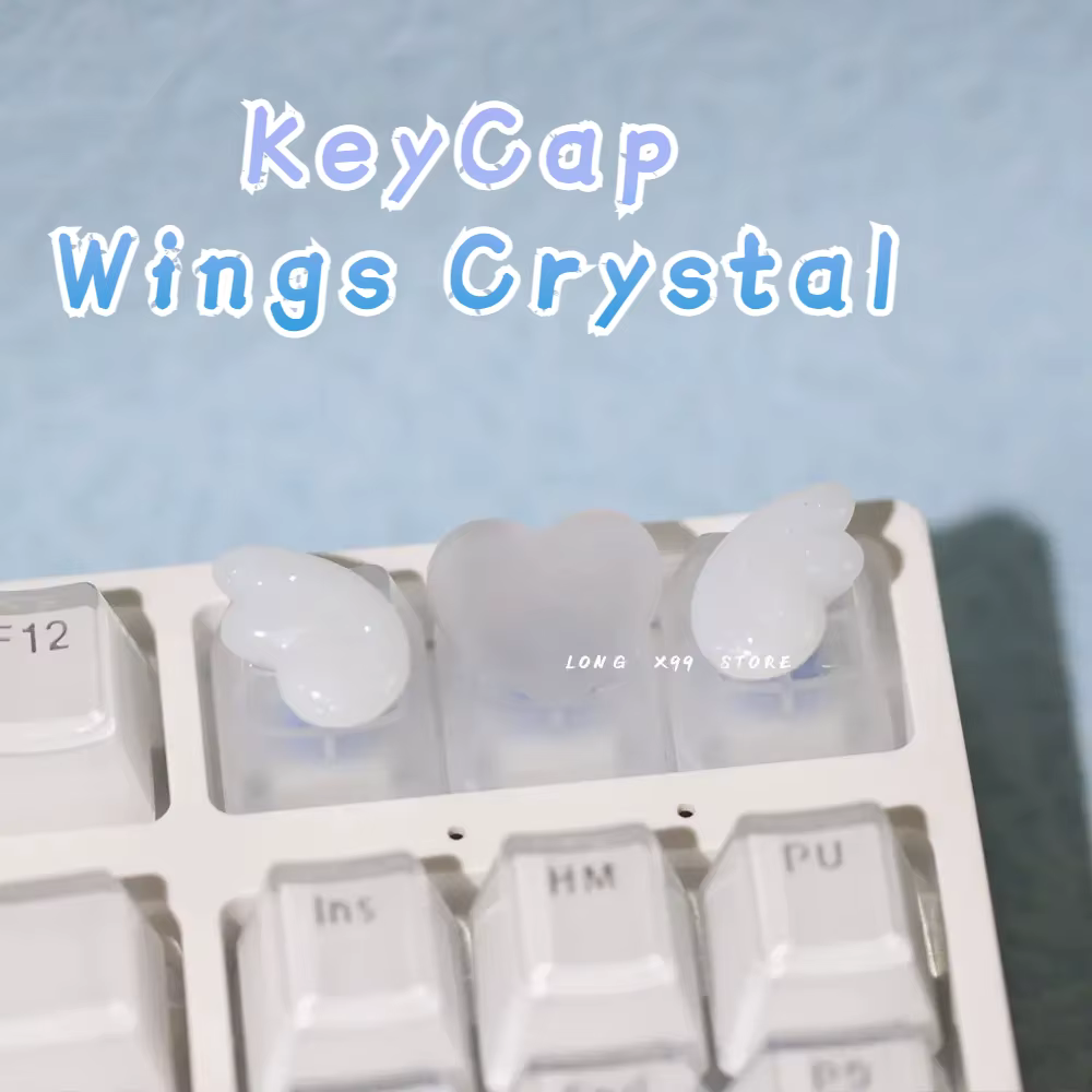 Limited Special Price,Personalized Transparent Translucent Keycaps Cute Wings Crystal Keycaps Handmade Mechanical Keyboard Cap