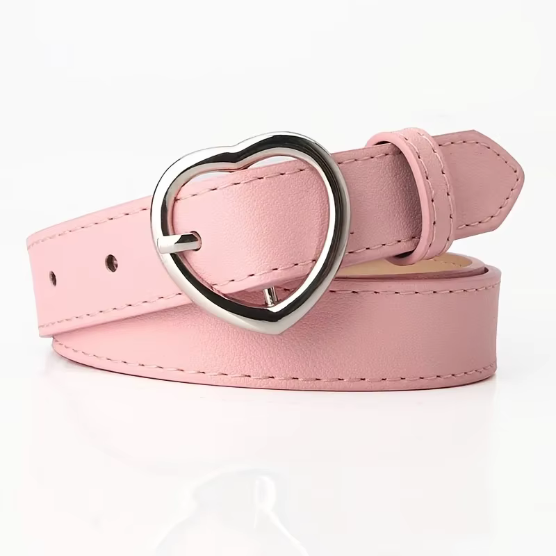 Casual Trend heart shape buckle belt for girls, decorative accessories for music festival, Y2K