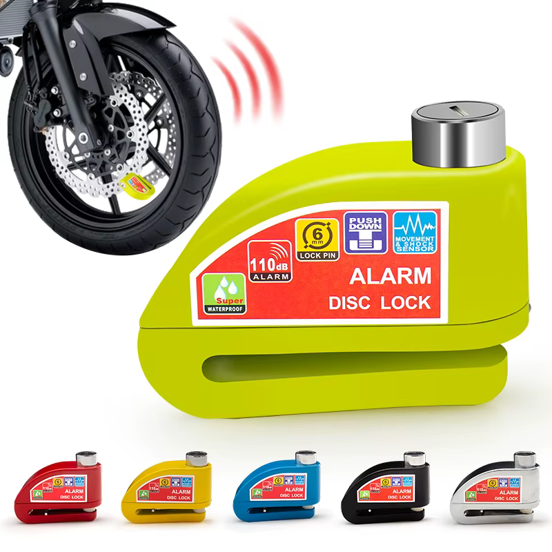 Motorcycle Bicycle Lock Alarm Safety Protection Padlock Disc Aluminum Alloy Anti-Theft Reminder Rope Lock Bag Motorcycle Accesso