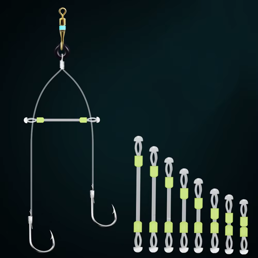 Portable Line Swivel Tool Double Head Space Bean Double Hook Silicone Fish Hook Fixed Distance Splitter Fish Line Separator