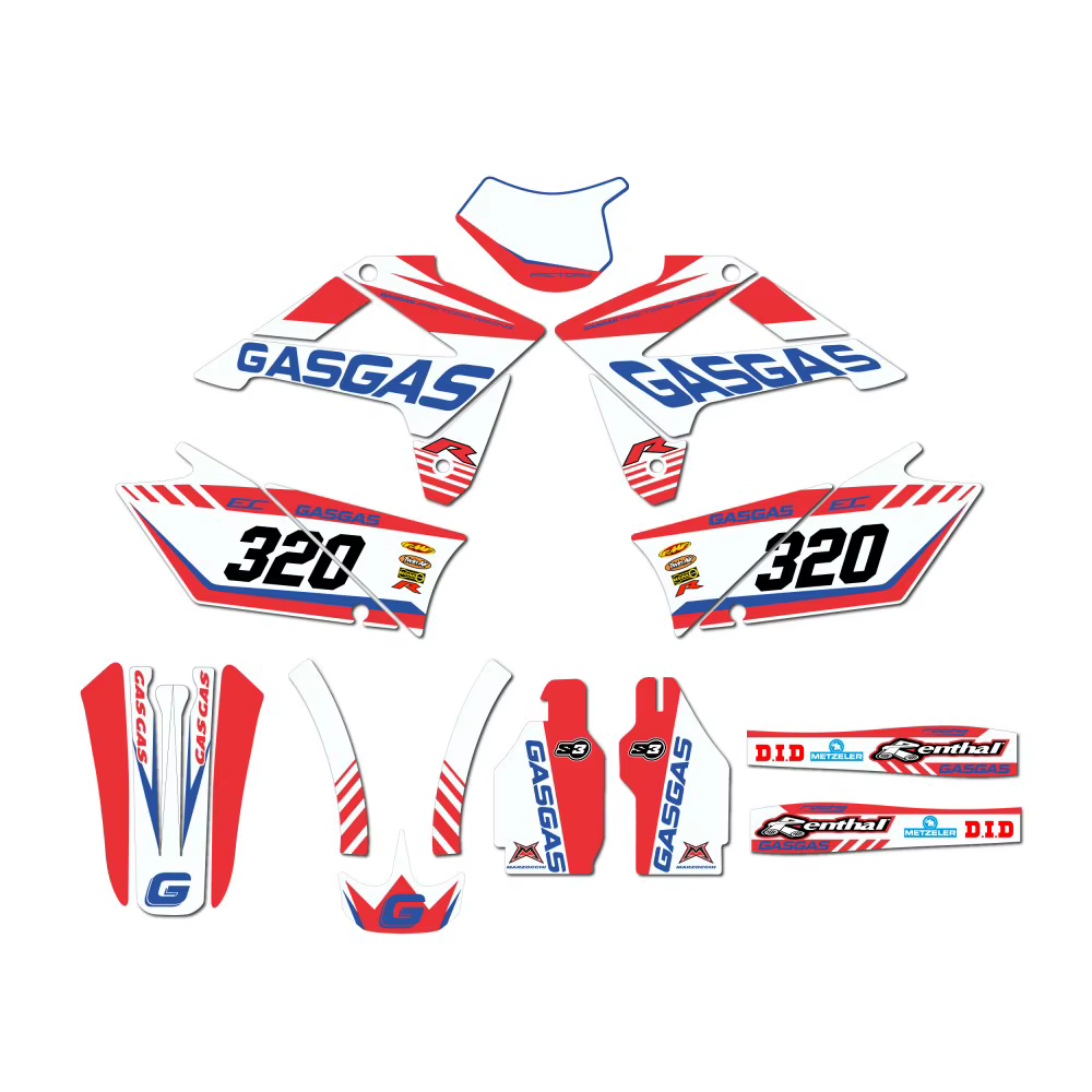 Enduro Motorbike compatible sticker kit White-Red Gas-Gas EC 07-09 mod.3