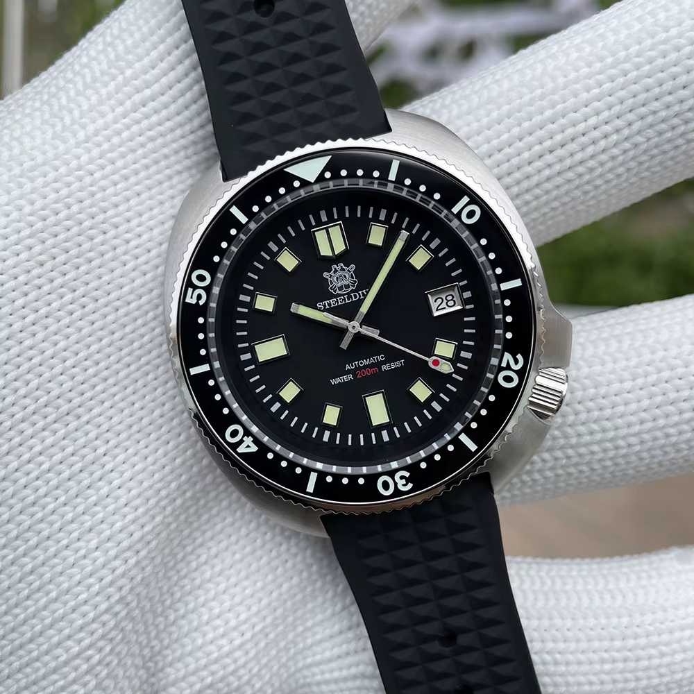 SD1970 STEELDIVE Brand 44MM Sapphire Glass with Transparent AR Coating Cermaic Bezel NH35 Movement Automatic Dive Watch Turtle