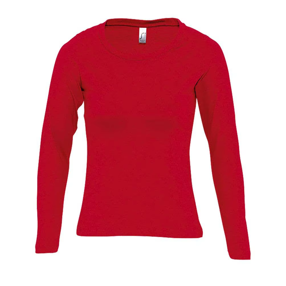 MARNAULA.MAJESTIC women's round neck long sleeve t-shirt. Size = XL,COLOR = Red