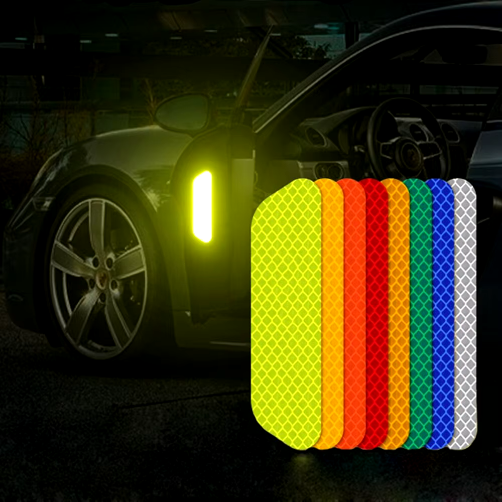 4 PCs Car Door Sticker Safety Opening Warning Reflector Tape Decal Auto Car Accessories Exterior Interior Reflector Sticker