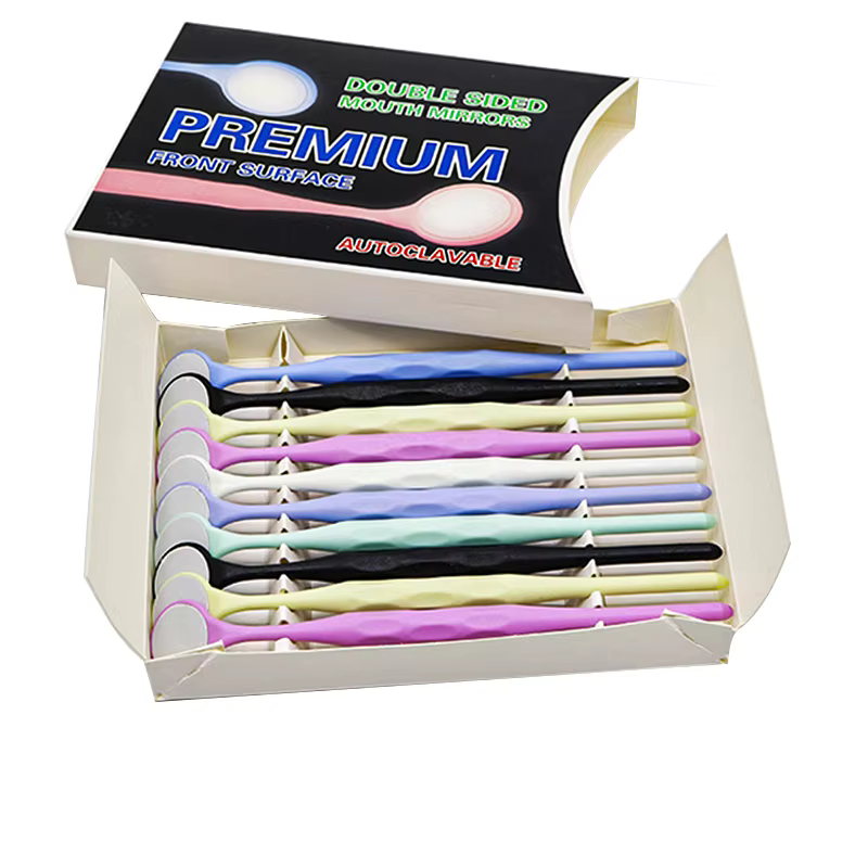 10pcs/Box Dental Double Sided Mouth Mirrors Autoclavable Surface Exam Reflectors With Handle Oral Tooth Whitening Dentistry
