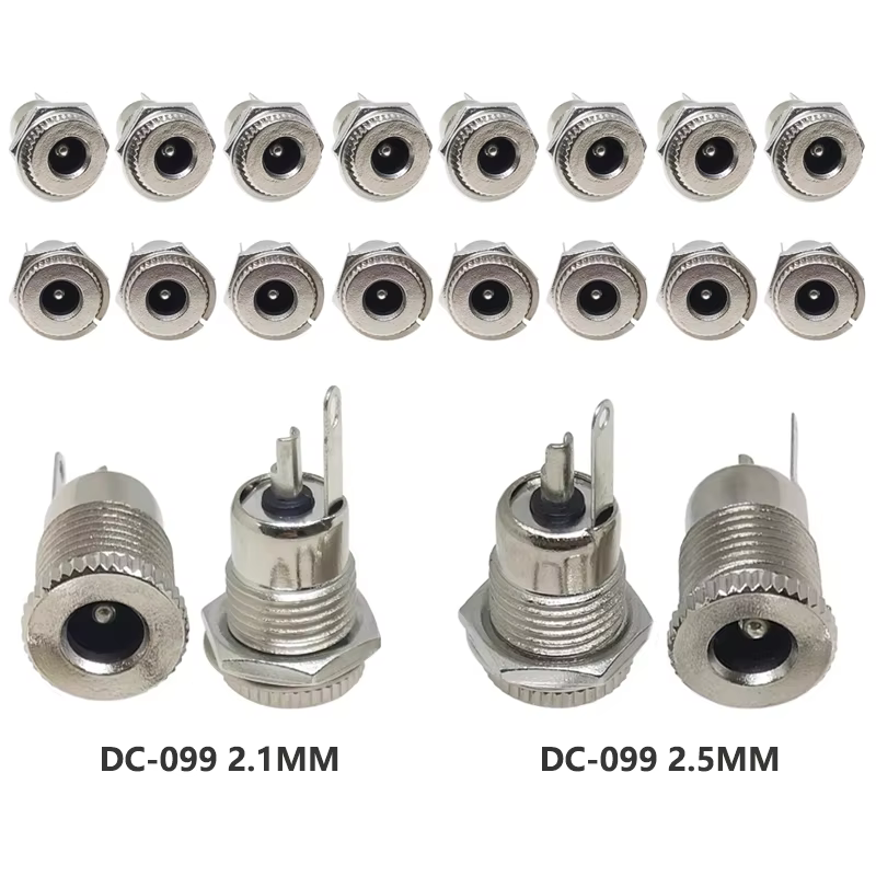 10/50PCS DC099 5.5 mm x 2.1mm DC Power Jack Socket 5.5*2.1 Female Panel Mount Connector 5.5*2.5mm Metal DC-099 Open Hole 11MM