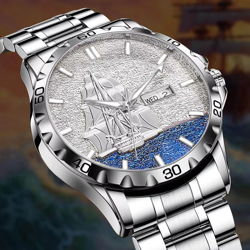 GLENAW Original Sail Design Genuine Men's Watch Fully Automatic Mechanical Watch Fashionable Multi-Function Waterproof Watch