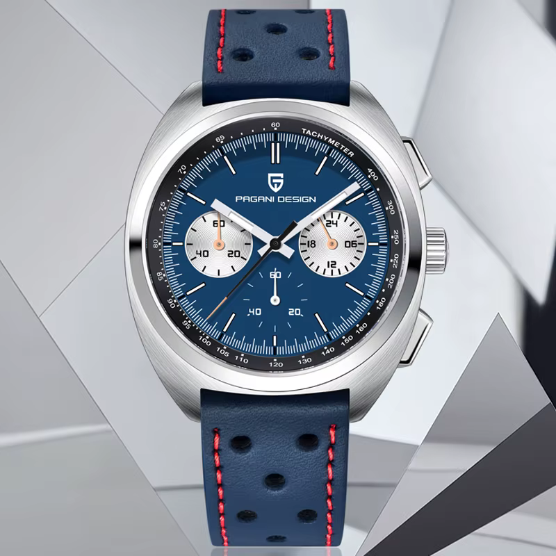 PAGANI DESIGN 2024 Retro Luxury Men's Watches Sports Chronograph VK63 Quartz Watch For Men AR Sapphire Waterproof Leather Clock