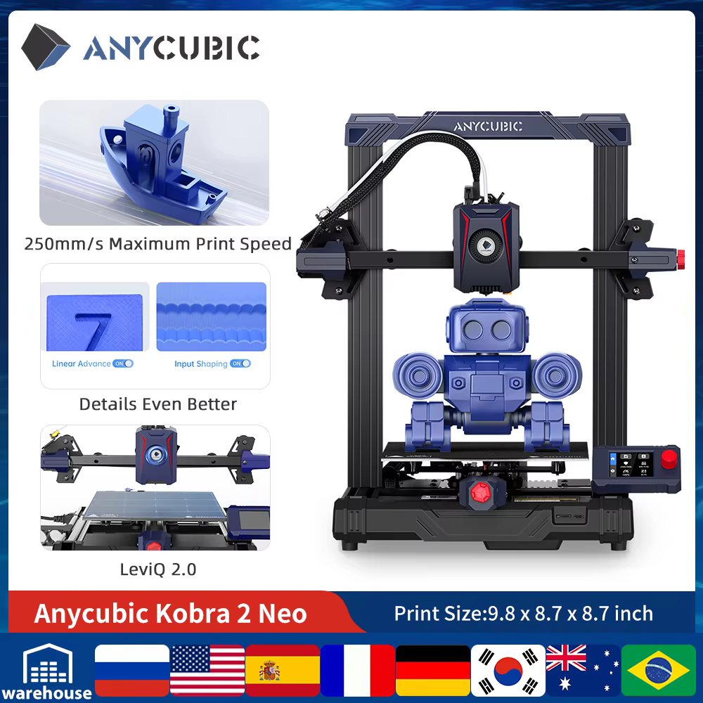 ANYCUBIC KOBRA 2 NEO FDM 3D Printers With 220*220*250mm Printing Size 25 Points Auto-leveling 3D Printings 3d Printer