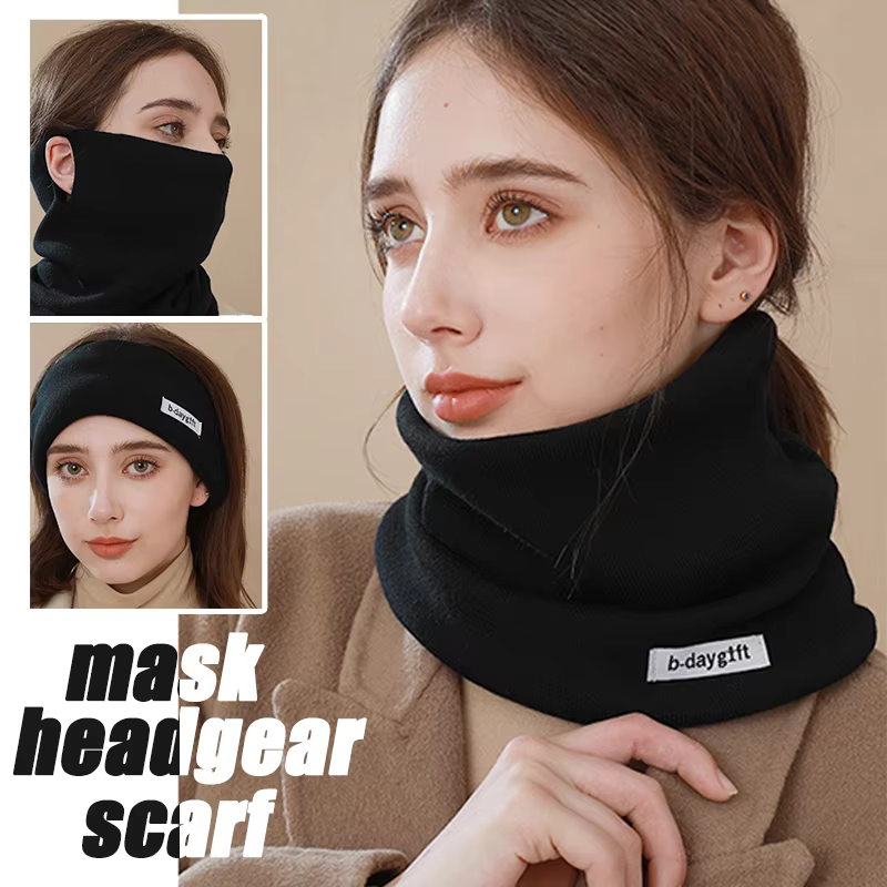 3 in 1 Winter Warm Neck Scarf Knitted Neck Gaiter Anti-cold Ear Hanging Mask for Women Outdoor Riding Ski Hiking Warm Scarf