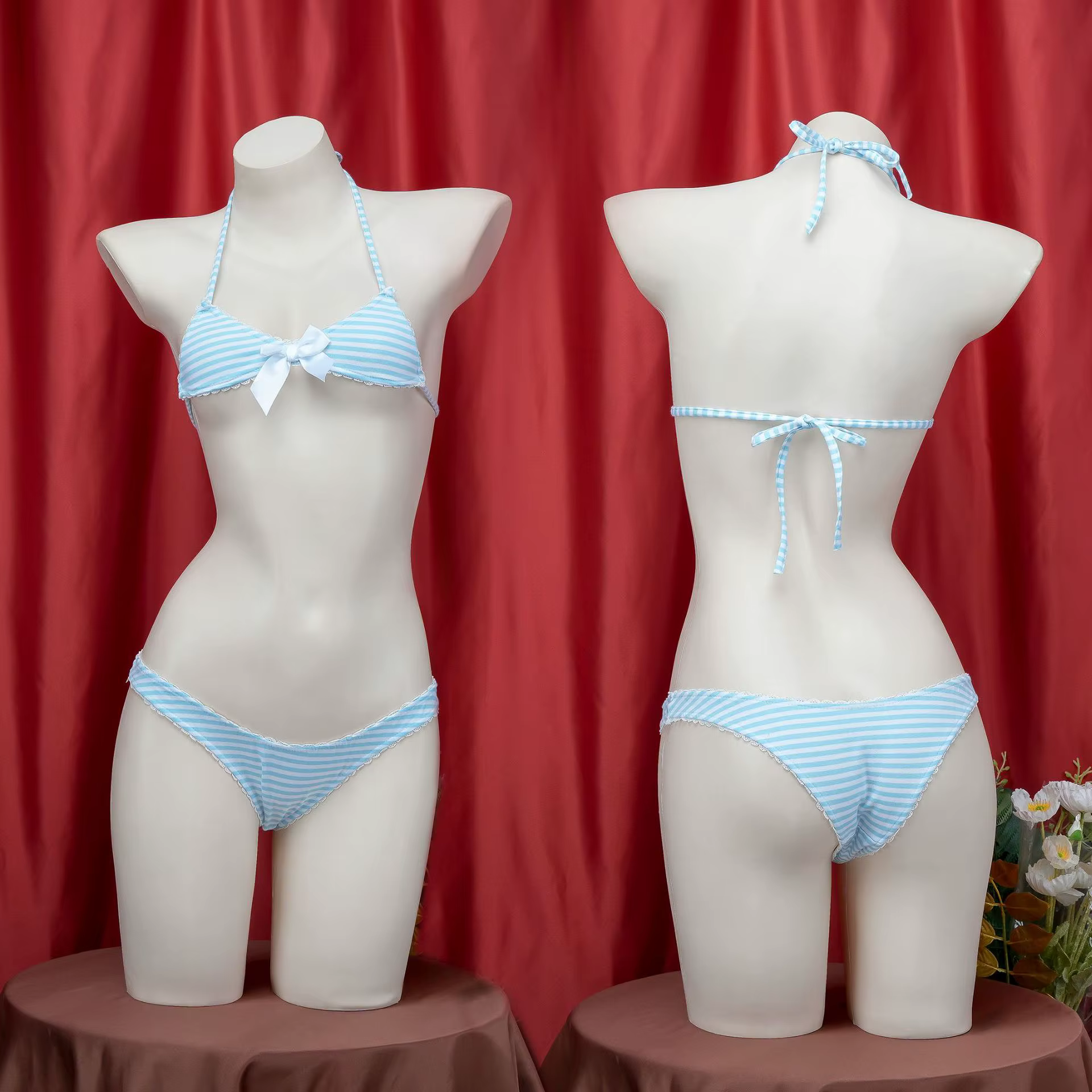 AniLV 2024 Summer Pool Parry So Cute Striped Bikini Anime Girl Swimsuit Cosplay Women Underwear Pajamas Costume Clothes