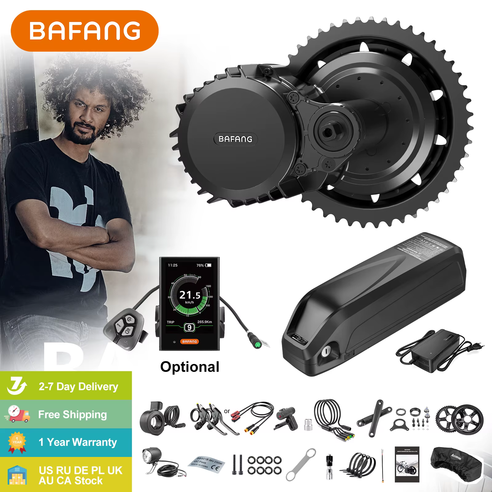 Bafang Motor BBSHD 1000W BBS02B 750W 500W Mid Drive Motor Electric Bike Conversion Kit eBike Lithium 48V 52V 20Ah Battery