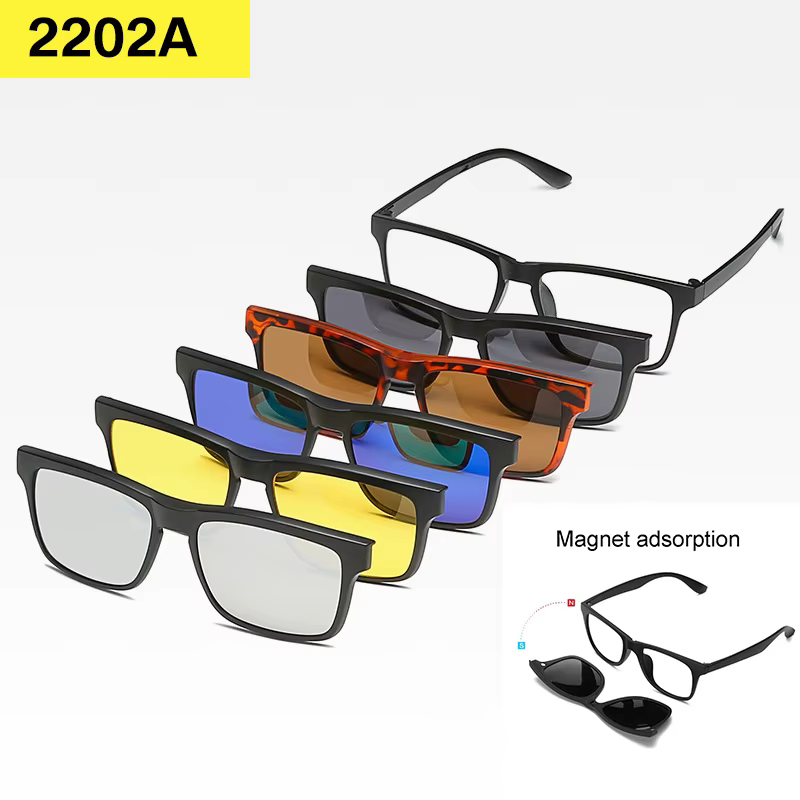 6 In 1 Custom Men Women Polarized Optical Magnetic Sunglasses Clip Magnet Clip on Sunglasses Polaroid Clip on Sun Glasses Frame