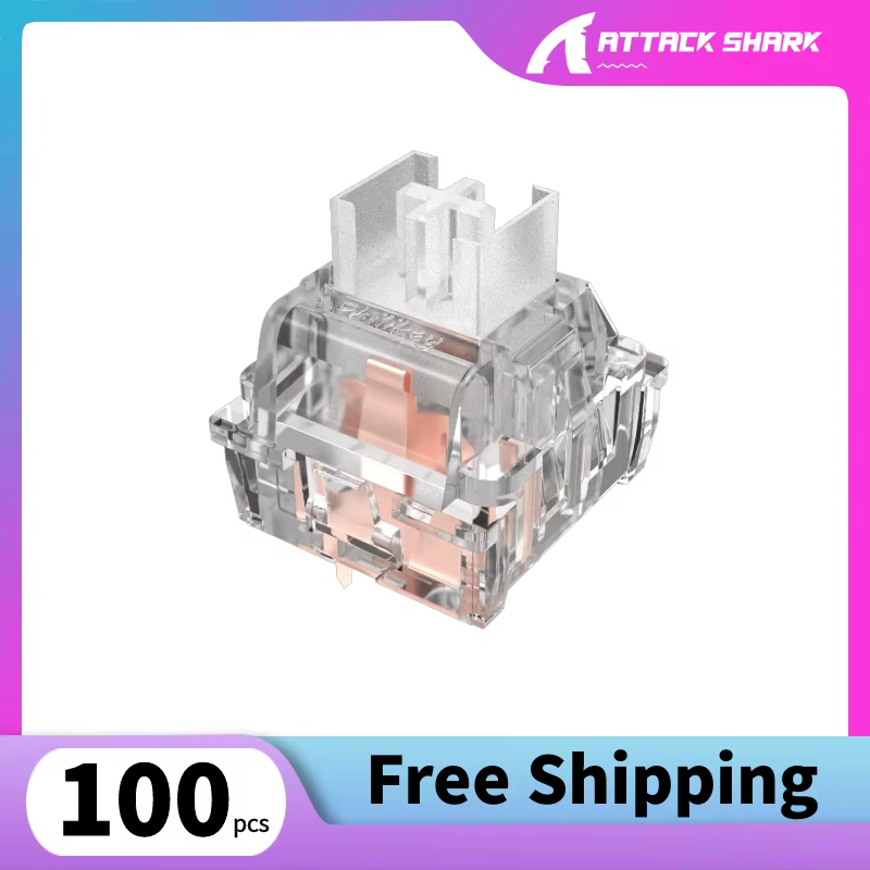 100 Pcs ATTACK SHARK DIY 42gf Plug and Play Mechanical Keyboard Shaft Linear Keys Mahjong Tone Shaft Lucite Shaft Key Switch