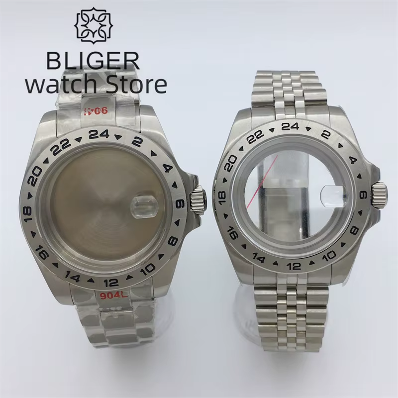 BLIGER 40mm /43mm Explore 2 Case Solid bezel Sapphire Glass fit NH34 NH35 NH36 ETA2824 PT5000 Miyota DG2813 3804 movement