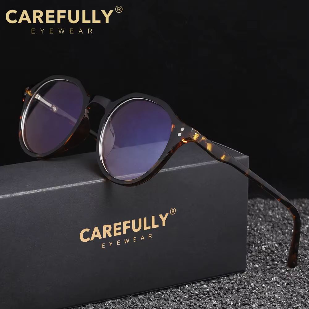Carefully Retro Blue Ray Blocking Glasses Round Frame Women Female Fashion Eyewear Reading Computer Anti Blue Light Eyeglasses