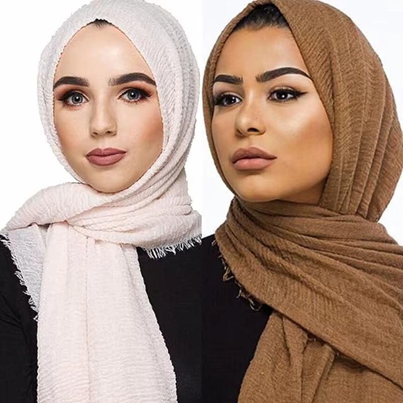 Big size warm muslim women hijab for woman crinkle scarf soft cotton headscarf islamic autumn winter hijab shawl and wraps